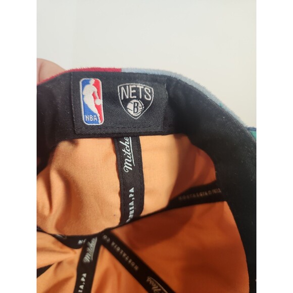 BROOKLYN NETS HAT MITCHELL & NESS NBA CRAZE‎ CUT  SNAPBACK CAP SUEDE RARE - Picture 7 of 8